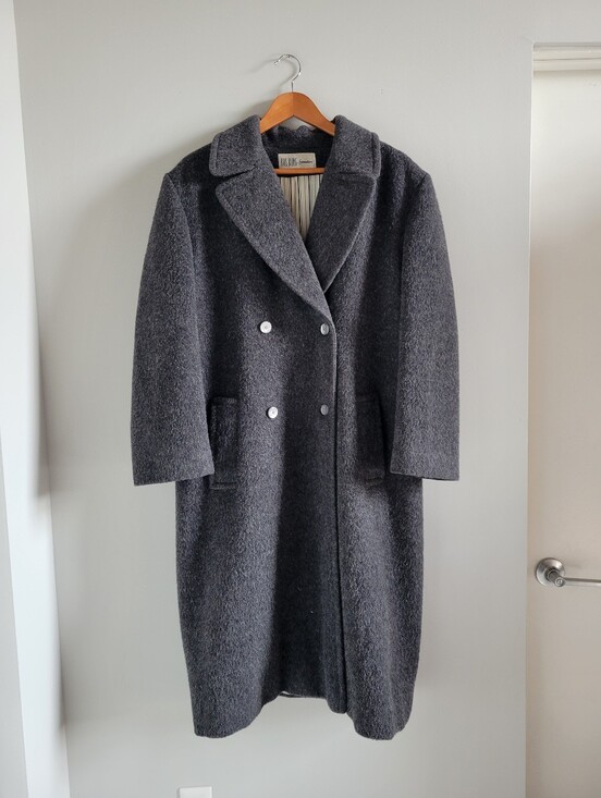 bill blass Jackets & Blazers - Bill Blass Signature Charcoal Gray Double-Breasted Wool Trench Coat Large/XL